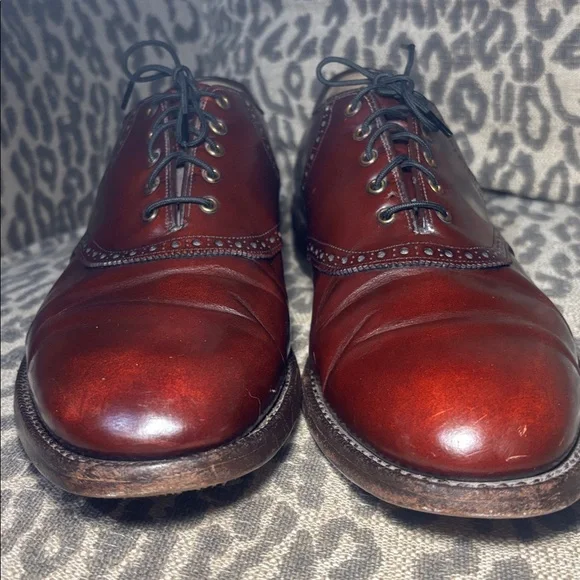 Johnston & Murphy Heritage Oxblood brown leather oxfords made in USA men’s 11.5